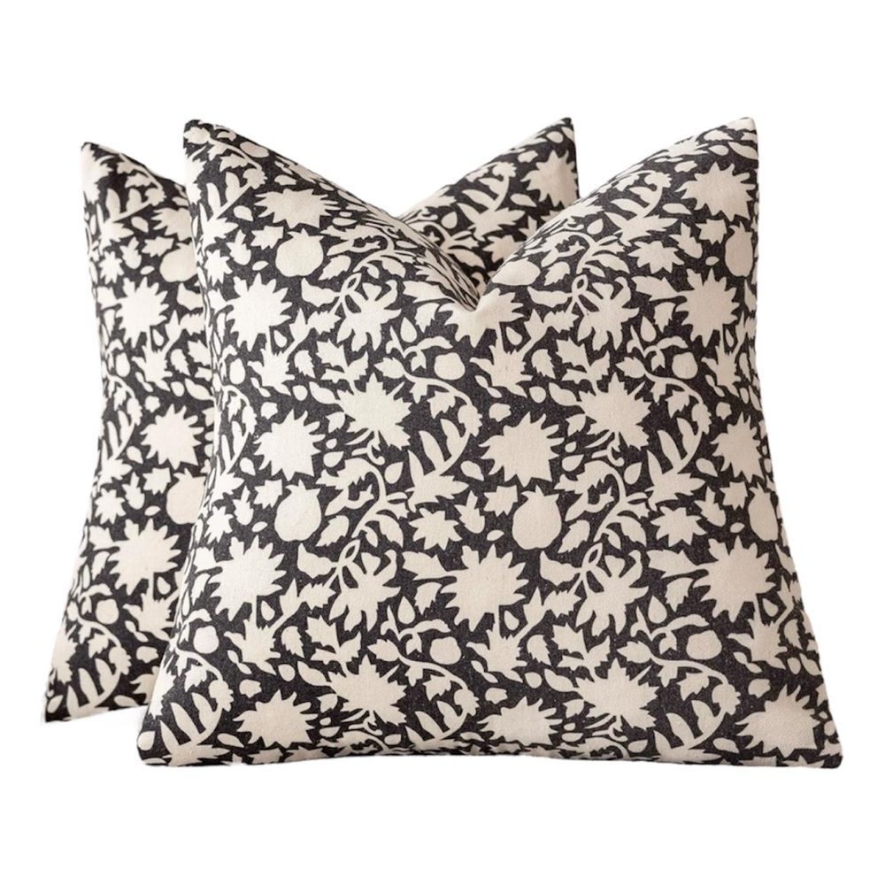 NWT Decorative Neutral Floral Throw Pillow Covers | 20×20 Inch Set of 2
